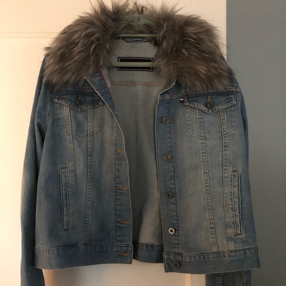 tommy hilfiger fur collar jacket